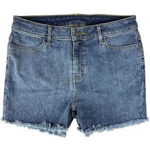 Harley Davidson Women's High Rise Cut Off Denim Shorts Bare Back Blue Size 31